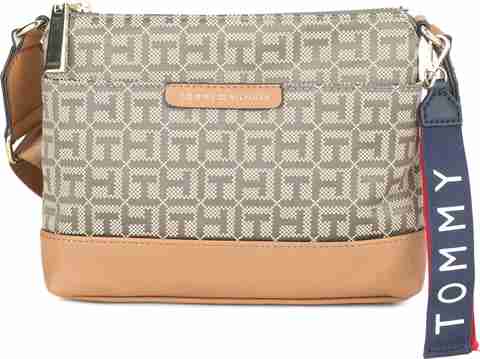 TOMMY HILFIGER Beige, Brown Sling Bag LOTTIE-CROSSBODY-JACQUARD
