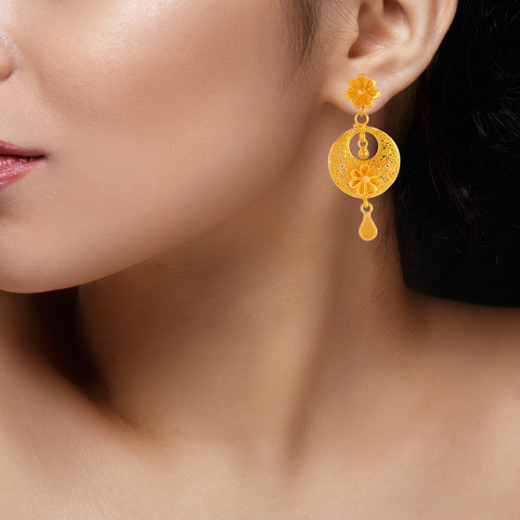 PC Chandra Jewellers Yellow Gold 22kt Drop Earring