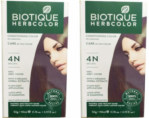 BIOTIQUE ヘアカラー 4N ブラウン 2個セット BIOTIQUE herbcolor no ammonia hair colour 4N Brown , 4N