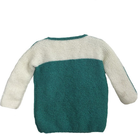 wegmans Self Design Boat Neck Casual Boys Green, Beige Sweater