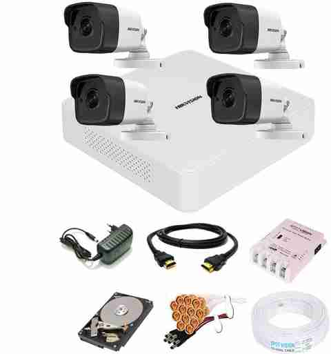 HIKVISION Channal Turbo HD 4MP DVR,IP67 Outdoor Audio Camera 1080P  4Pcs,Hard Disk,HVC103 Security Camera