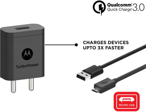 MOTOROLA 18 W Quick Charge A Wall Charger for Mobile with Detachable Cable