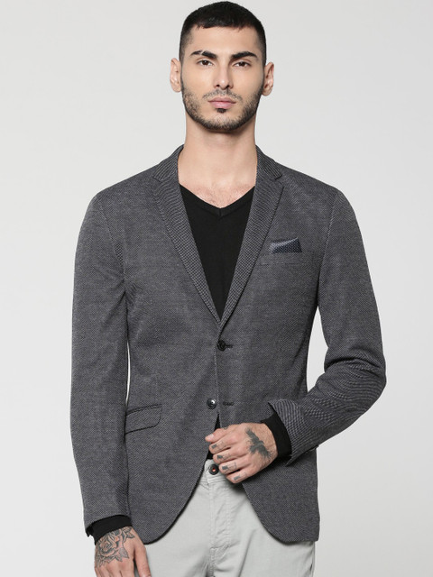 JACK JONES Self Design Single Breasted Casual Men Blazer