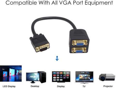 Tobo VGA Cable m VGA Splitter Cable Male to Female VGA to Dual  Converter Adapter VGA Splitter Y Video Cable for Computer