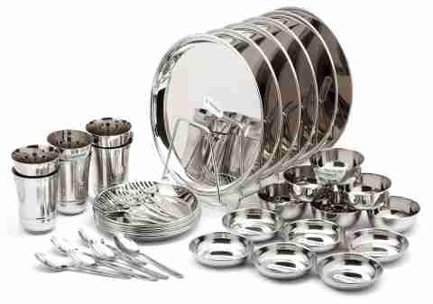 COCONUT Pack of 42 Steel Stainless Steel Dinner Set Dinner Set