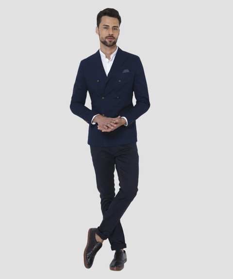 【新品】CAHLUMN/ Double Breasted Navy blazer JACK & JONES Solid Double Breasted Casual Men Blazer - Buy Dark