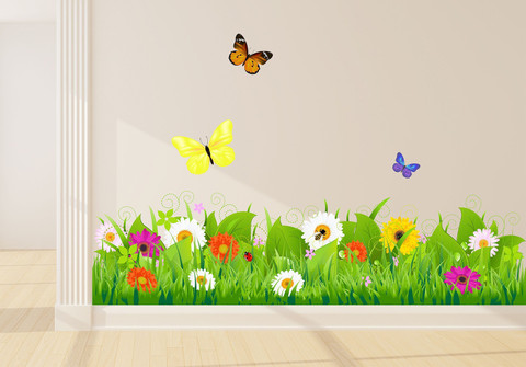 HAPPYSTICKY 70 cm Green Grass Garden Removable Sticker Price in