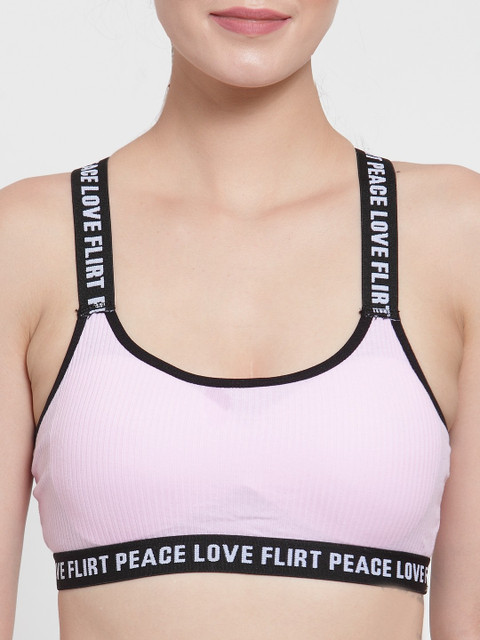 PrettyCat PrettyCat Love Flirt Peace Brallete Cum Sports Bra Women Sports  Non Padded Bra