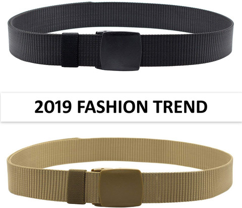 ZORO Men Casual Beige, Black Nylon Belt Black ,Golden Price in