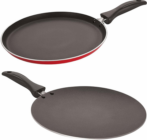 NIRLON Non Stick Flat Pan Flat Dosa Tava Griddle Free Concave Roti