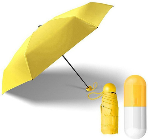 CLOMANA Folding Compact Pocket Capsule Umbrella (Yellow) Umbrella