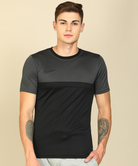 NIKE Colorblock Men Round Neck Black, Grey T-Shirt Buy NIKE