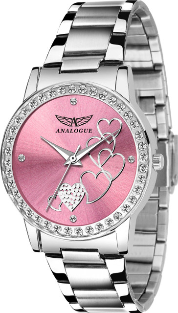 ANALOGUE Combo of Pink and Silver Diamond Studded Love Series