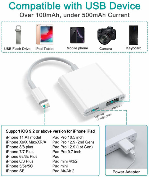 microware Lightning Cable A m Lightning to USB Camera