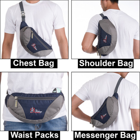 blubags A1 Designer Adjustable Waist Bag For Men Women (Blue, Grey)