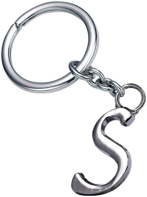 GCT English Alphabet Letter S (KC-37) Silver Metal Keychain for