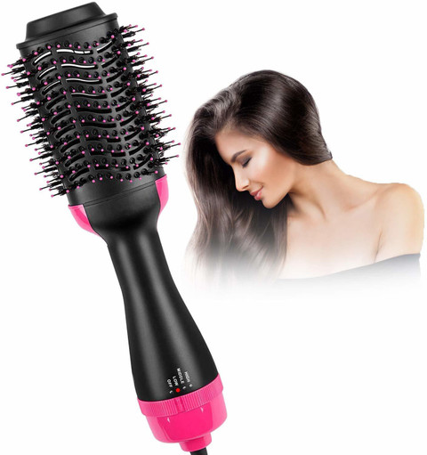 One Step Hot Air Brush, One-Step Hair Dryer, and Volumizer Styler,  Professional 2-in-1 Salon Negative Ion Ceramic Electric Blow Rotating  Straightener