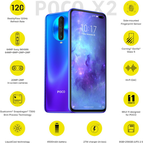 POCO X2 (Atlantis Blue, 256 GB)
