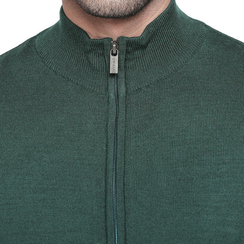 Byford by Pantaloons Solid High Neck Casual Men Green Sweater
