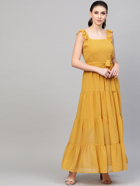 SASSAFRAS Women Maxi Yellow Full Length Dress Buy SASSAFRAS