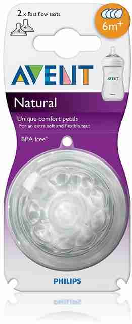 Philips Avent s Natural Nipple for feeding bottles (6m+) Fast Flow