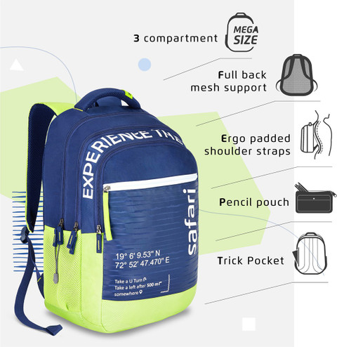 SAFARI GPS School/College Casual 36 L Backpack Blue Price in