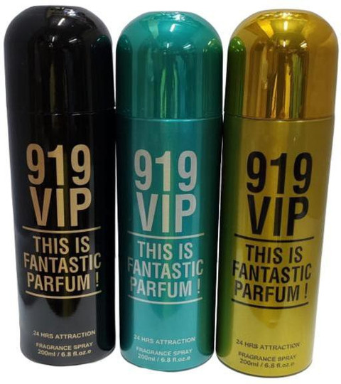 RAMCO 919 Vip black, Sea Blue, Gold Perfume Deo Spray 200ml Pack of  Perfume Body Spray For Men Women