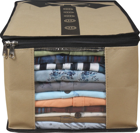 PRETTY KRAFTS Shirt Cover, Clothes Bag Shirt Organiser storage bag, 12  pcs set F1549_Beigebrown12