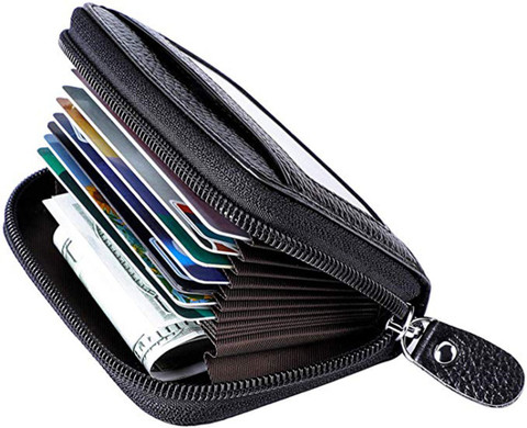 Flipkart SmartBuy RFID Protected Black Leather Zipper Case 10 Card Holder
