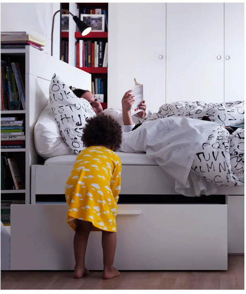 IKEA Work Lamp, Black and LED Bulb E14 400 Lumen, Globe Opal White Study  Lamp