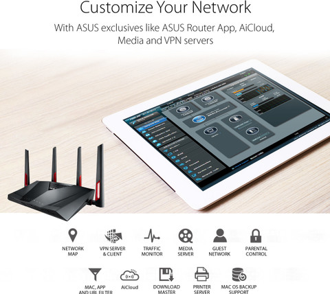 ASUS RT-AC88U Gaming Router 2.4 GHz, 5 GHz 3200 Mbps Wifi Speed