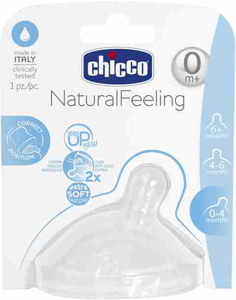 Chicco Teat Natural Feeling 0M+ Silicone Nipple Slow Flow Slow Flow Nipple