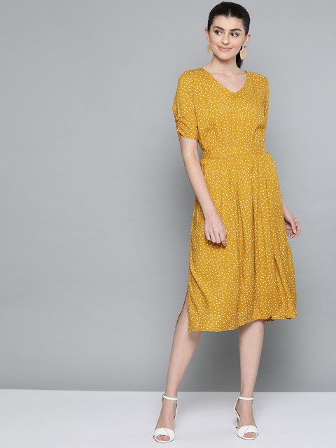 HARPA Women A-line Yellow Midi/Calf Length Dress Buy HARPA Women