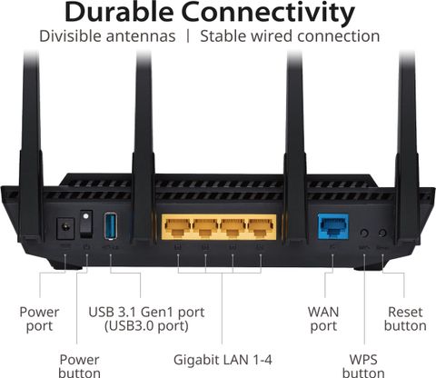 ASUS RT-AX3000 Wi-Fi 6 Router 2.4 GHz, 5 GHz 2976 Mbps Wifi Speed