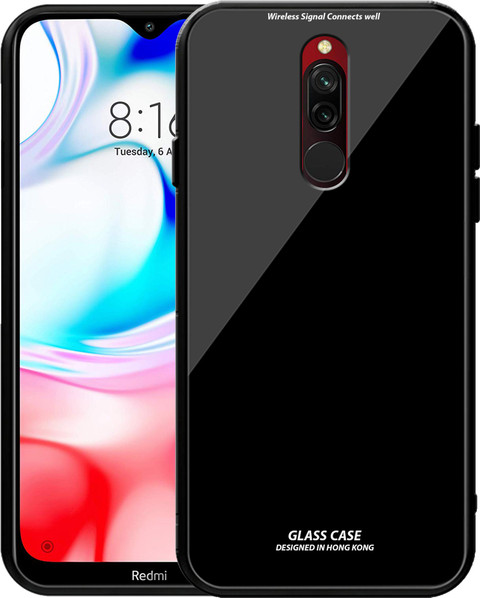 KING COVERS Back Cover for Redmi Luxurious 9H Toughened Glass Back Case  Shockproof TPU Bumper Cover