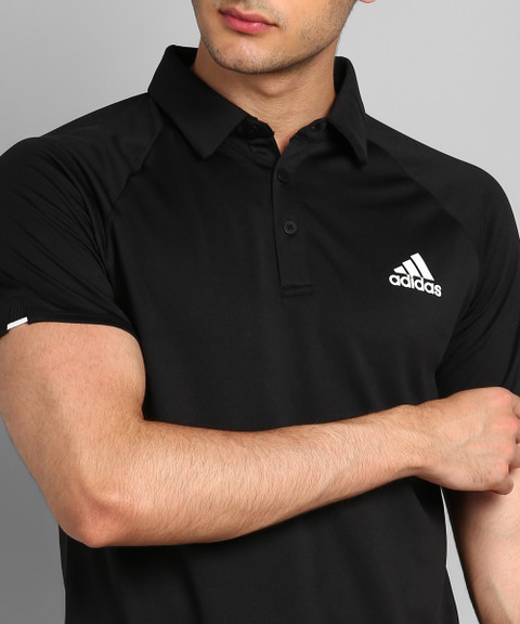 ADIDAS Solid Men Polo Neck Black T-Shirt Buy ADIDAS Solid Men