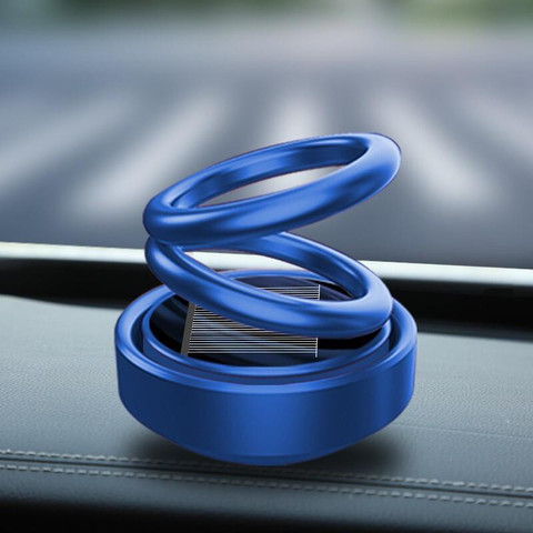 EliteAuto Solar powered Blue Auto-Rotating Dashboard ornament Spinning  Double Ring Perfume for car Aromatherapy fragrant Car interior decoration  Air