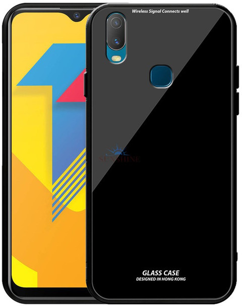 SUNSHINE Back Cover for Vivo Y11 Luxurious 9H Toughened Glass Back Case  Shockproof TPU Bumper