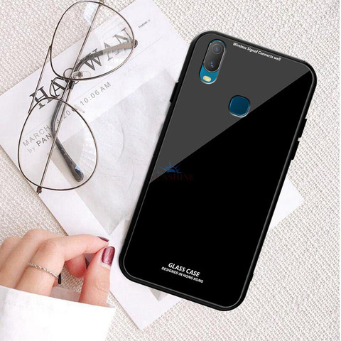 SUNSHINE Back Cover for Vivo Y11 Luxurious 9H Toughened Glass