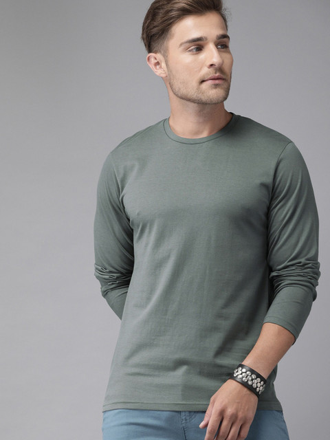 Roadster Solid Men Round Neck Grey T-Shirt - Main Image
