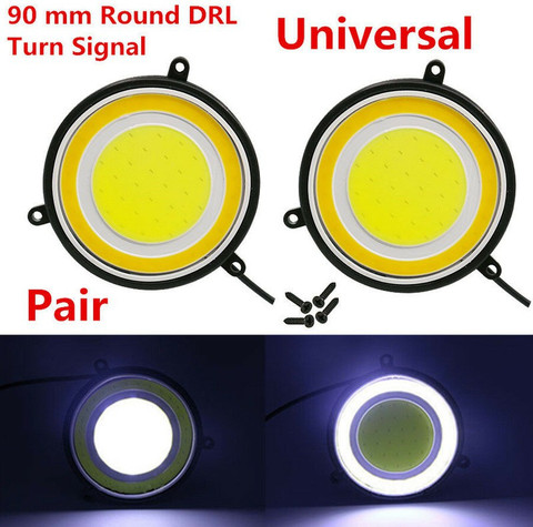 XZRTZ 2PCS Car Accessories LED Daylight 90mm Round DRL White Turn