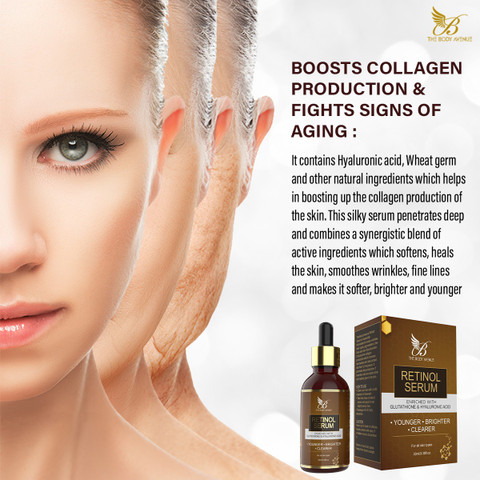 The Body Avenue Retinol Face Serum with Glutathione, Hyaluronic Acid, Green  Tea, Geranium Oil for Younger, Clearer & Brighter Skin Price in India