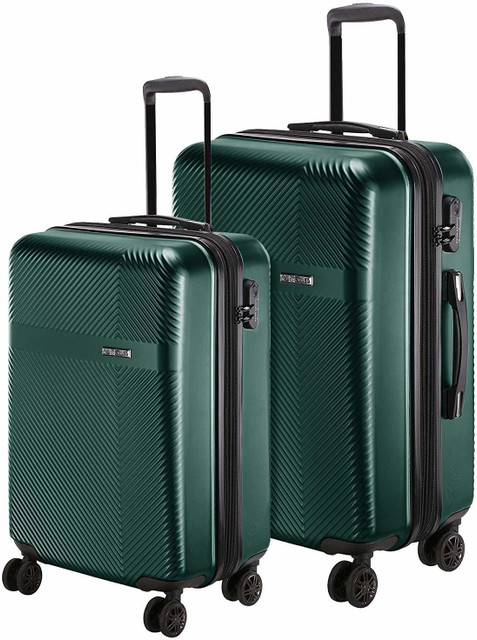 NASHER MILES Hard-Side Polycarbonate Luggage Set of Bottle Green Trolley  Bag Bags (55 65 Cm) Expandable Check-in Suitcase Wheels 24 inch