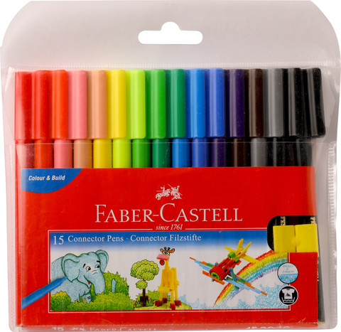 FABER-CASTELL 15 Connector Pens Fibre Tip Colour