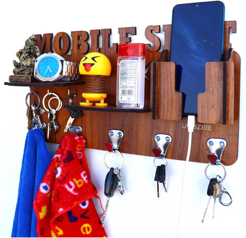 US DZIRE 822 Wall Mount Mobile Charging Holder with Shelf, Key