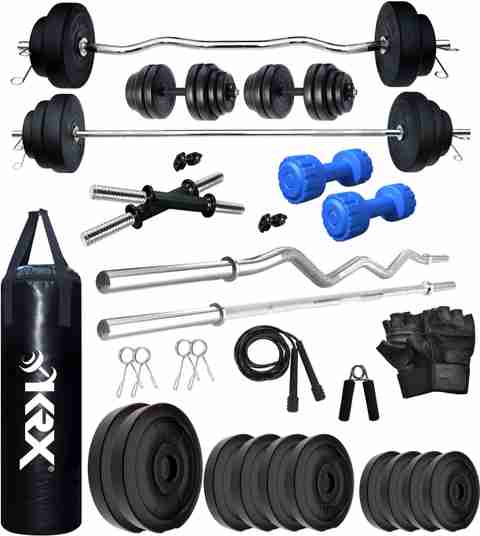 KRX 50 kg PVC 343 WB with Unfilled Punching Bag PVC Dumbbells