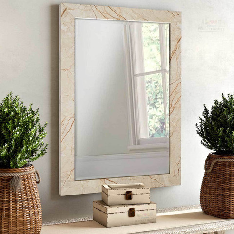 Flipkart Perfect Homes Stylish Plain Pattern Framed Wall For Bedroom (15x21  Inch) Off Decorative Mirror