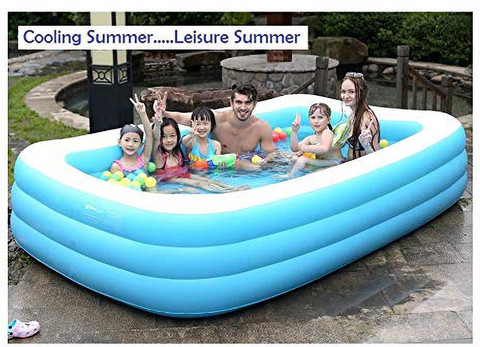 ASHA Cho Cho Spa Giant Bathtub 10 ft Ring Inflatable Swimming Pool with  Pump for Kids/Adults (Blue) Inflatable Swimming Pool