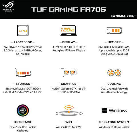 ASUS TUF Gaming A17 AMD Ryzen Hexa Core 4600H (8 GB/1 TB HDD