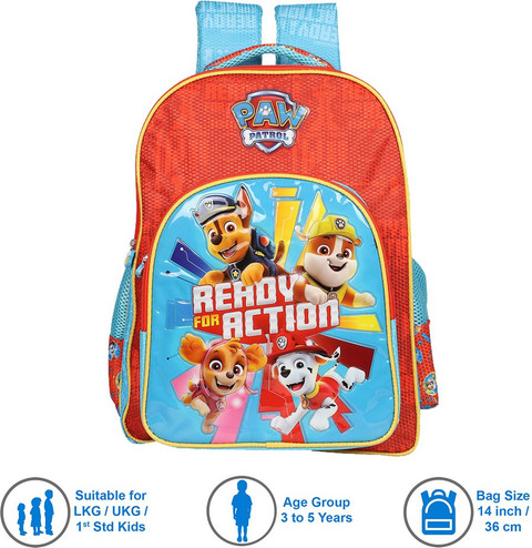 PAW PATROL Pre-School Ready For Action Red Blue (LKG/UKG/1st std) School  Bag